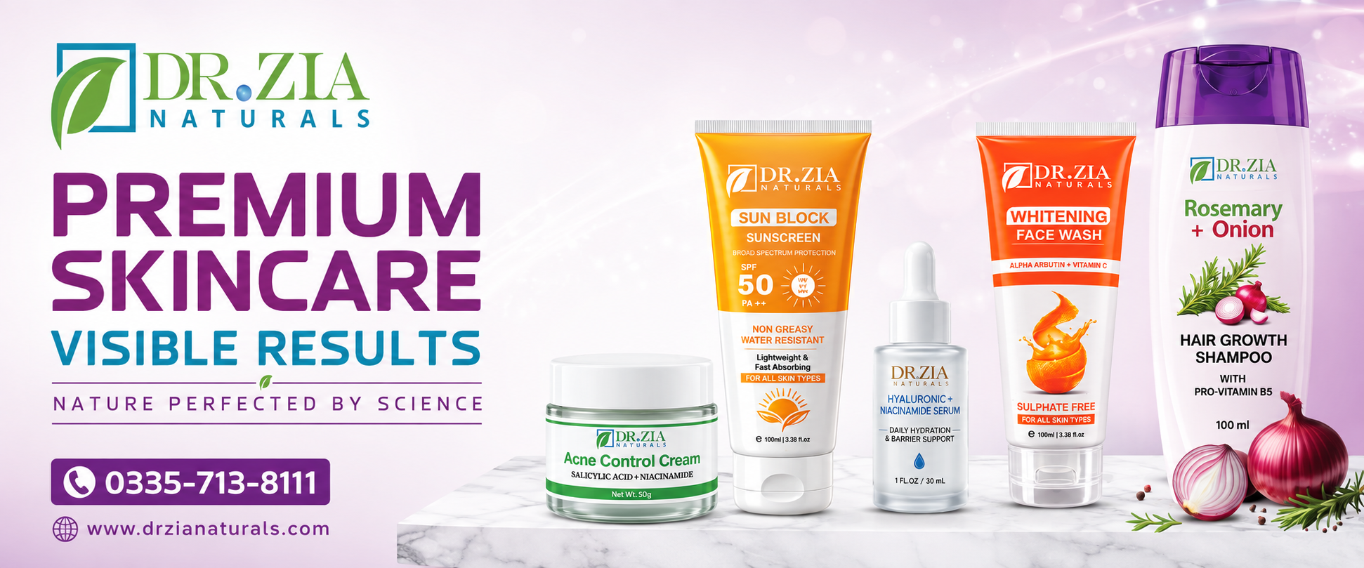 Dr Zia Naturals Premium skincare Banner